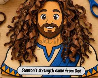 Samson Hair Craft Printable | Bible Craft Activity for Kids | Sunday School PDF