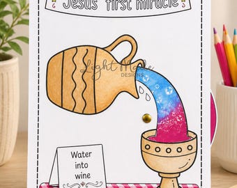 Jesus First Miracle Spinner Craft | Water into Wine Bible Activity (Digital Download)