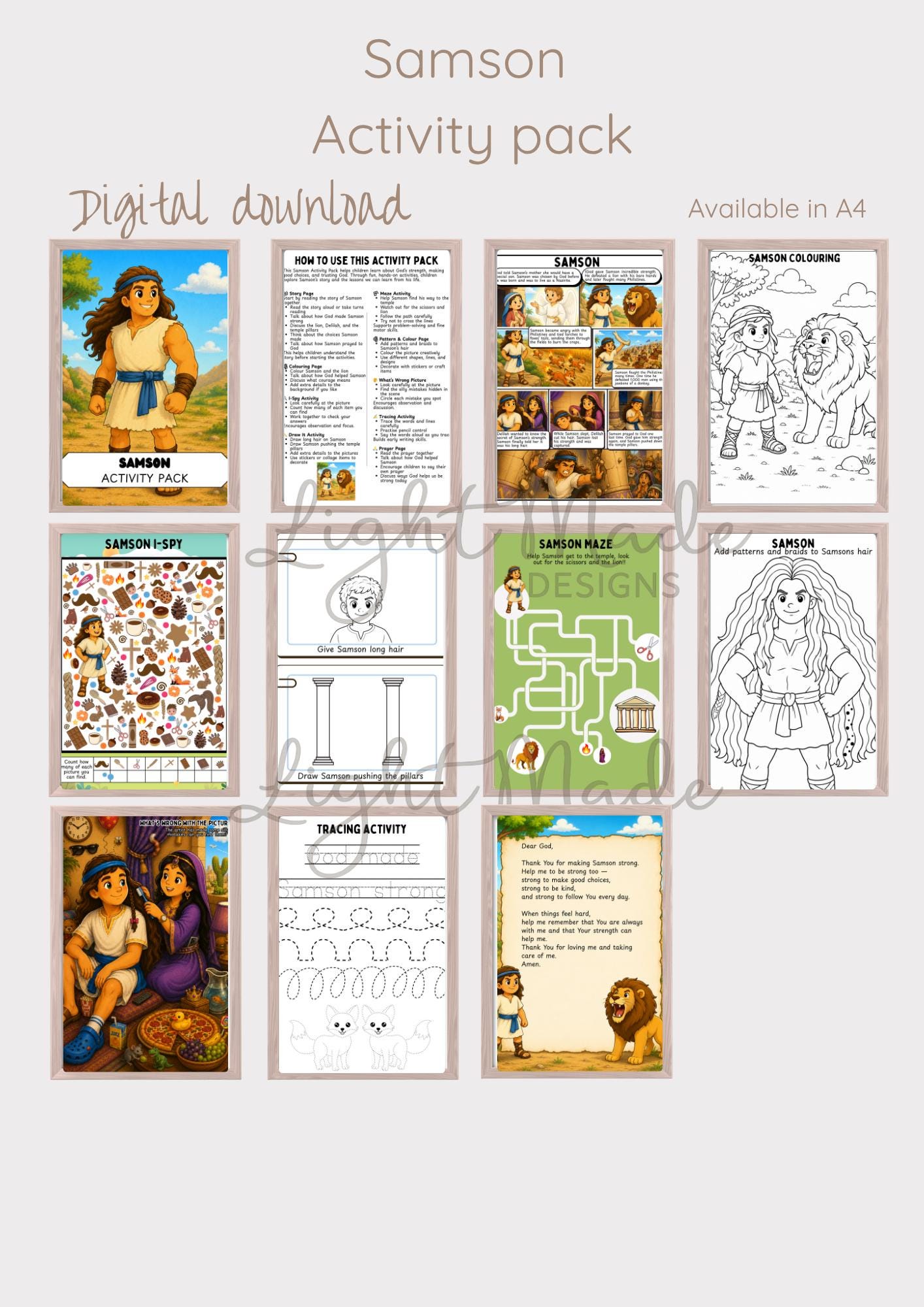 Samson Riddle Kids Activity Samson Bible Activity Pack | Kids Sunday School, Homeschool Printable ...