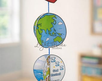 Creation Story Hanging Mobile Craft | Days of Creation Sunday School Activity (PDF Download)