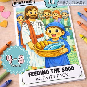 Pacchetto di attività con storie bibliche per sfamare i 5000 / Scuola domenicale stampabile (download PDF)