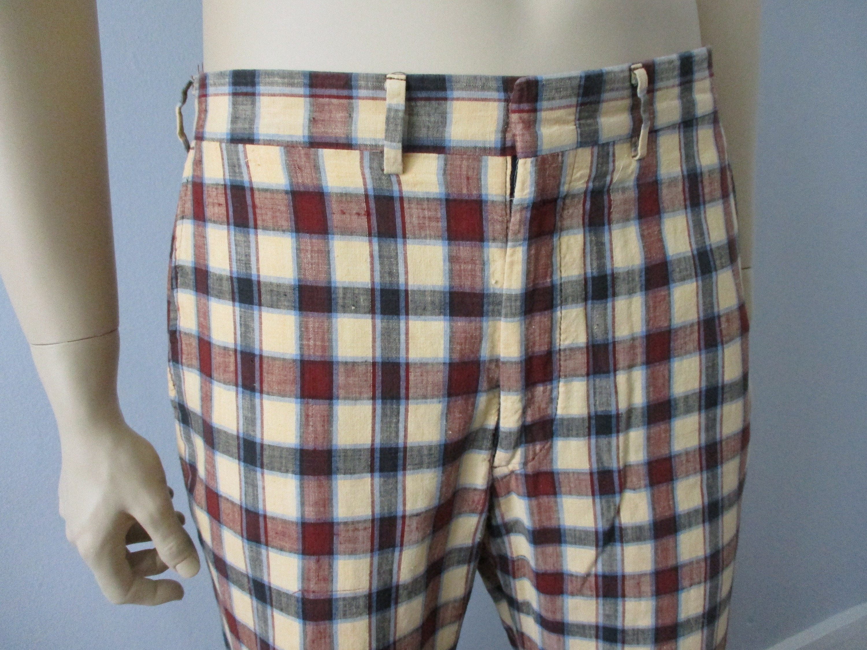 Mens Plaid Golf Pants Vintage 1970s Brown Yellow Retro Etsy