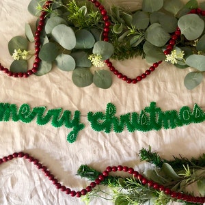 Merry Christmas, felt banner, Christian artwork, Religious gifts, Party decoration, holiday garland, calligraphy quote, farmhouse wall decor