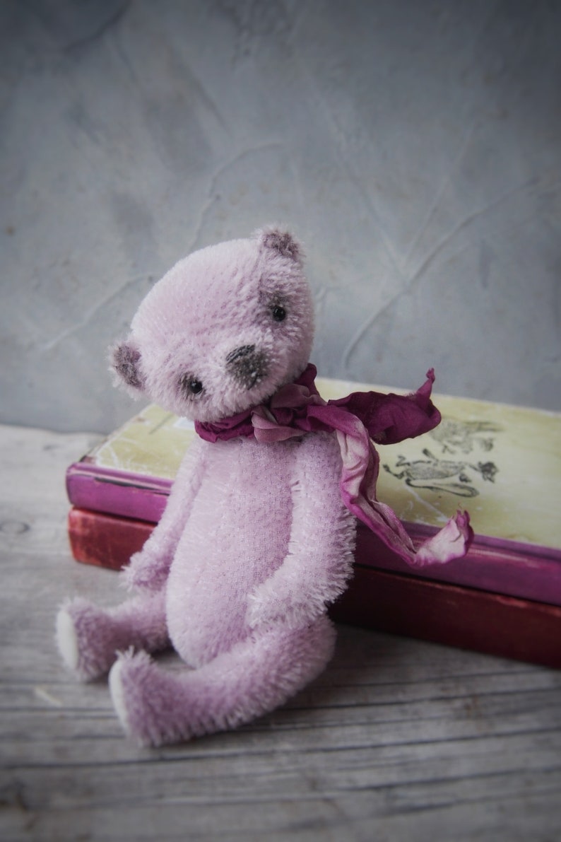 OOAK Teddy Bear mohair cute stuffed toy lilac