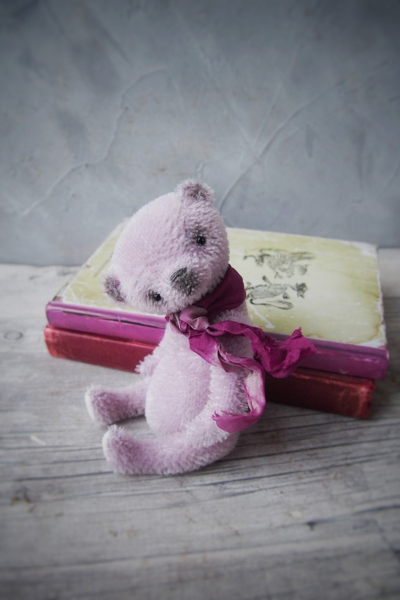 OOAK Teddy Bear mohair cute stuffed toy lilac