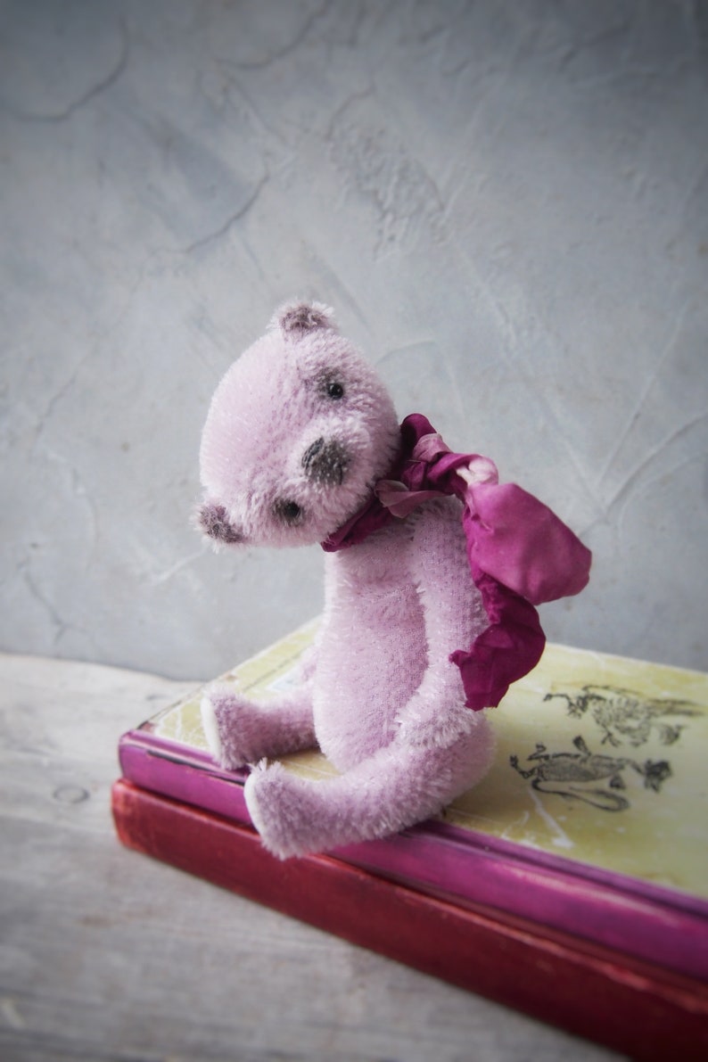 OOAK Teddy Bear mohair cute stuffed toy lilac