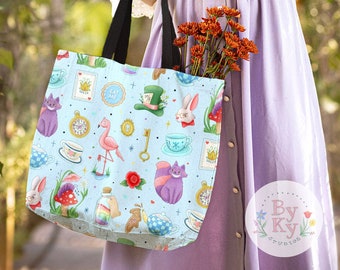 Adventures in Wonderland All Over Print Tote Bag