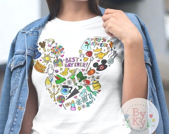 Mickey Shirt Minnie Ears Best Day Ever Doodle Unisex T-Shirt