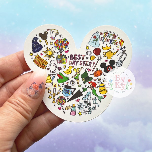 Mickey Minnie Ears Disney Doodle Vinyl Sticker