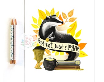Badger Mascot Art Print, Wizard School Decor (8x10)
