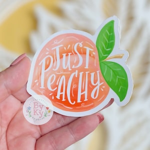 Just Peachy Summer Fruit Quote Vinyl Sticker