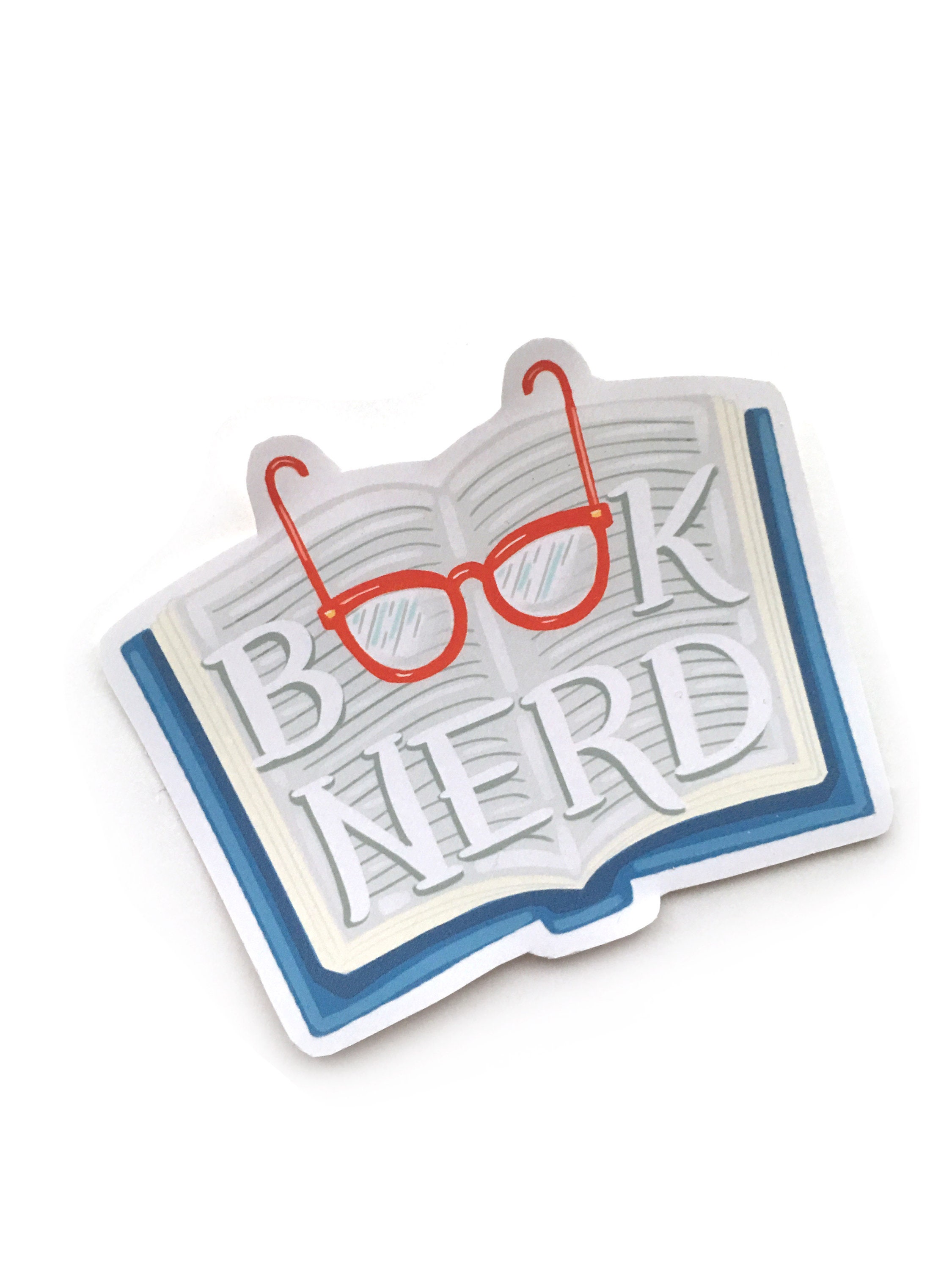 VINYL STICKER - Funny Hand Lettered Book Lover Reader 'Book Nerd&…