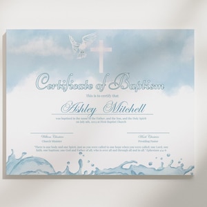 Certificado de Bautismo Editable, certificado de bautismo, certificado de bautismo en agua, plantilla, imprimible, PDF, DIY, Digital, Descarga Instantánea