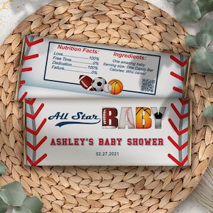 All Star Baby Candy Bar Wrapper, Sports baby shower, Chocolate Bar Wrappers, 1.55 oz, gender reveal, DIGITAL, EDITABLE