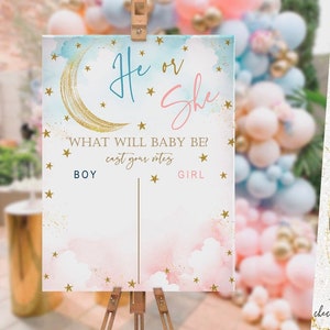 Twinkle Little Star Voting board instant download, gender reveal, gold, blue, blush, game, printable, NOT EDITABLE, digital file