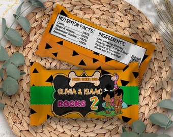 EDITABLE Rice Krispies Wrappers, BamBam, Pebbles, 0.78oz, twins, birthday favors, African, Printable, Digital, INSTANT