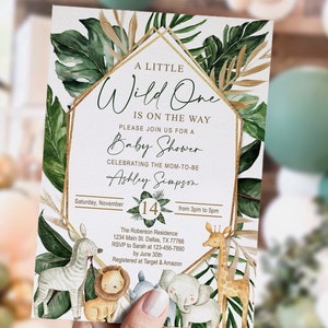 EDITABLE Safari baby shower invitation boy, Jungle invitation, Wild One, printable, geometric theme, Oh Baby, template, INSTANT, DIGITAL