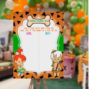 Voting board instant download, gender reveal, Pebbles & Bam Bam, game, printable, NOT EDITABLE, Digital