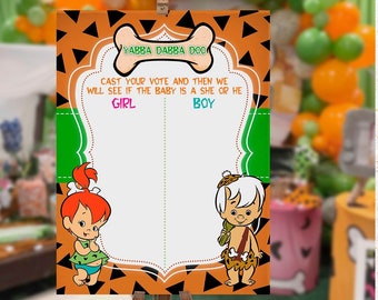 Voting board instant download, gender reveal, Pebbles & Bam Bam, game, printable, NOT EDITABLE, Digital