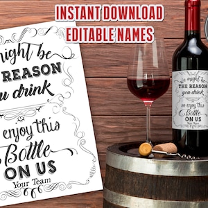 La raison pour laquelle vous buvez une étiquette de vin, fête des pères, remerciement du patron, cadeau de Noël, citation amusante, employeur, modifiable, imprimable, téléchargement immédiat