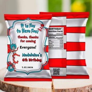 Editable Red Blue Chip Bag, Birthday, Baby Shower, Graduation, Hat, Thing, Twins, Neutral, Corjl, printable, template, DIY, INSTANT Download
