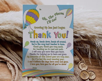 Teacher Thank You Card, end of the year, graduation, end of school, pastel color, rainbow, NON-Editable, PDF, INSTANT