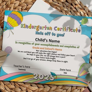 Kindergarten Diploma, 2025 Zertifikat, Regenbogen, Pastellfarben, Kinderdiplom, Graduierung, digitale Datei, druckbar, sofortiger Download