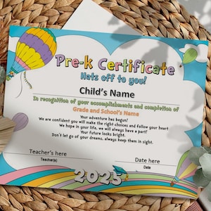 Pre-k Diplom, 2025 Zertifikat, Regenbogen, Pastellfarben, Pre-k Zertifikat, Pre-k Digitale Datei, Abschlussfeier, Sofort download