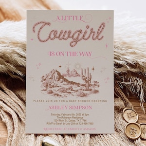 Rodeo Baby Shower Invitation Template, A Little Cowgirl is on the Way, Wild West Western, Cowgirl, Western, Girl, Instant, Editable, Digital