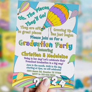 EDITABLE 2024 Graduation invitation, VPK, kindergarten, Pre-k, Preschool, rainbow, pastel colors, Elementary, neutral,digital file,printable