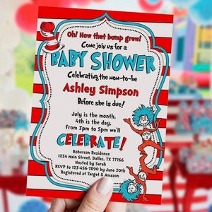 Editable Baby Shower Invitation, red blue baby shower, cartoon, template, twins baby shower invitation, digital files, Instant download image 1