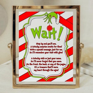 Gästebuch Schild, Weihnachten Baby Shower, Wartezeit, rot grün, Geburtstag, Cartoon, Baby Stola Weihnachten, Whoville, Digital, Instant, NICHT bearbeitbar
