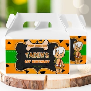 EDITABLE Bam Bam Gable Gift Box label, birthday, baby shower, Bambam, Corjl, printable, template, DIY, DIGITAL, Instant