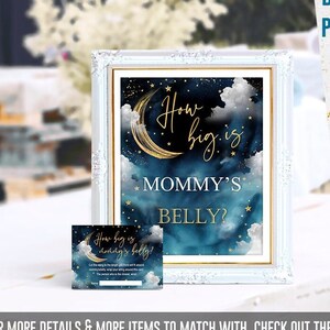Qual o tamanho da placa e do cartão do jogo da barriga da mamãe, chá de bebê Twinkle twinkle little star, jogo, para impressão, menino, TLSB, NÃO editável, INSTANTÂNEO