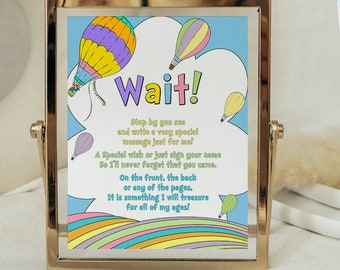 Guest Book sign, Instruction card, teacher, letter, graduation, first birthday, baby shower, end of the year, pastel color, rainbow, INSTANT
