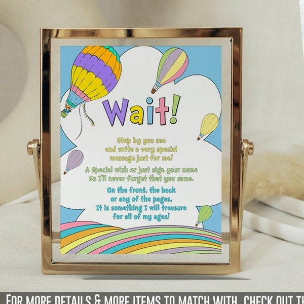 Guest Book sign, Instruction card, teacher, letter, graduation, first birthday, baby shower, end of the year, pastel color, rainbow, INSTANT