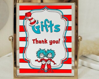 Gifts sign, baby shower, Red Blue baby shower, baby shower game, twins, thing, instant download, DIGITAL, PDF