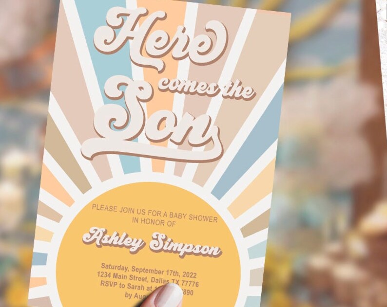 Editable Here Comes the Son baby shower invitation printable digital template INSTANT Download