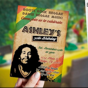 SELF EDITABLE Reggae Birthday invitation, Rasta, Jamaican, Rastafari, Caribbean, summer, beach, digital file, printable, INSTANT Download