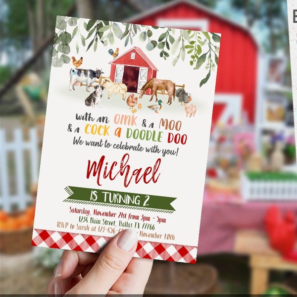 EDITABLE Farm Birthday Invitation boy, Farm Invitation, Old McDonald Invitation, Barnyard, Country Invitation, printable, DIGITAL, INSTANT