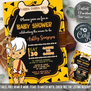 Baby shower invitation, Bam Bam Baby shower Invitation, Bam Bam Invitation, DIGITAL, baby shower set