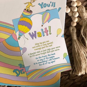 Tarjeta de instrucciones, Libro de visitas, maestro, carta, graduación, primer cumpleaños, baby shower, fin de año, color pastel, arcoíris, INSTANTÁNEO