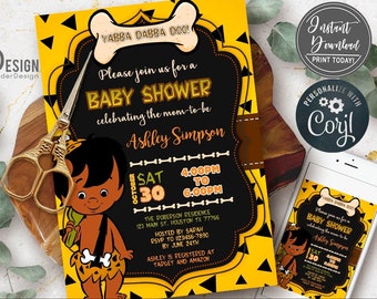 EDITABLE Bam Bam Baby shower Invitation, baby shower set, DIGITAL, Thank you card, Instant Download, PRINTABLE