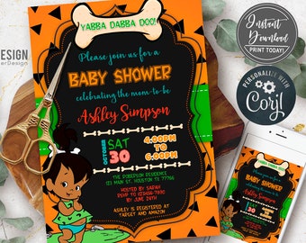 SELF EDITABLE Baby shower invitation, Pebble Baby shower Invitation, DIGITAL, African American, printable set, Corjl