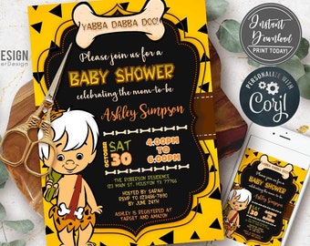 Baby shower invitation, Bam Bam Baby shower Invitation, Bam Bam Invitation, DIGITAL, baby shower set