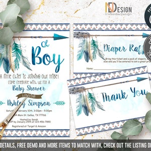 EDITABLE Tribal Baby Shower Invitation, Aztec Baby Shower Invitation ...