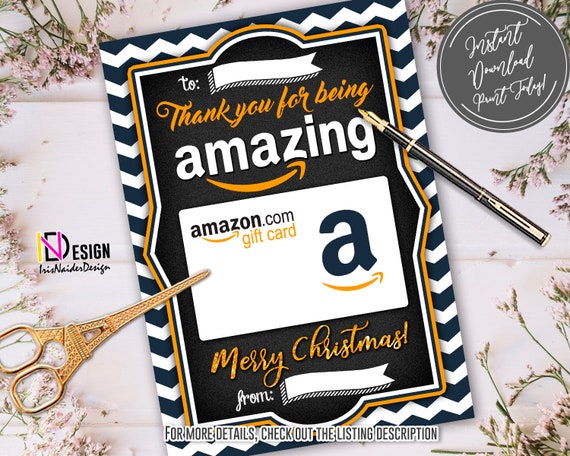 Amazon gift card holder, Christmas, Thank you gift, Teacher Appreciation, end of school, end of the year, coach, printable, INSTANT DOWNLOAD Il_570xn
