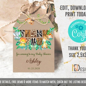 EDITABLE Safari Baby Shower Invitation boy, Jungle baby shower invitation, Elephant invitation, monkey, giraffe, lion, DIGITAL, template image 5