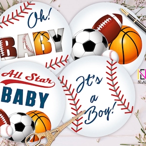 All Star centerpieces, baby shower centerpiece, boy, sports centerpiece, decoration, printable, instant download, digital, NOT EDITABLE