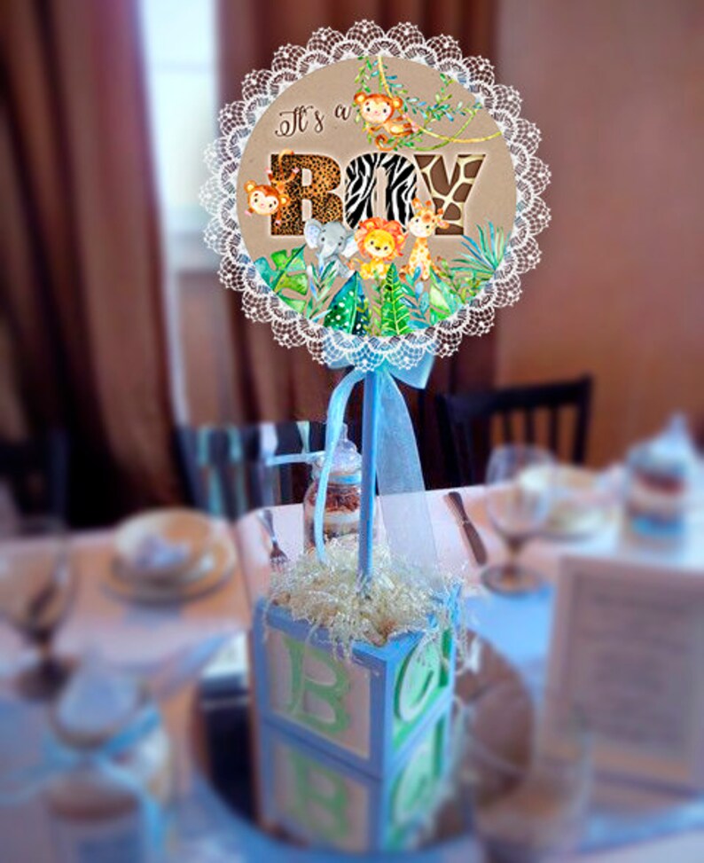 Safari centerpieces baby shower centerpiece boy jungle Etsy